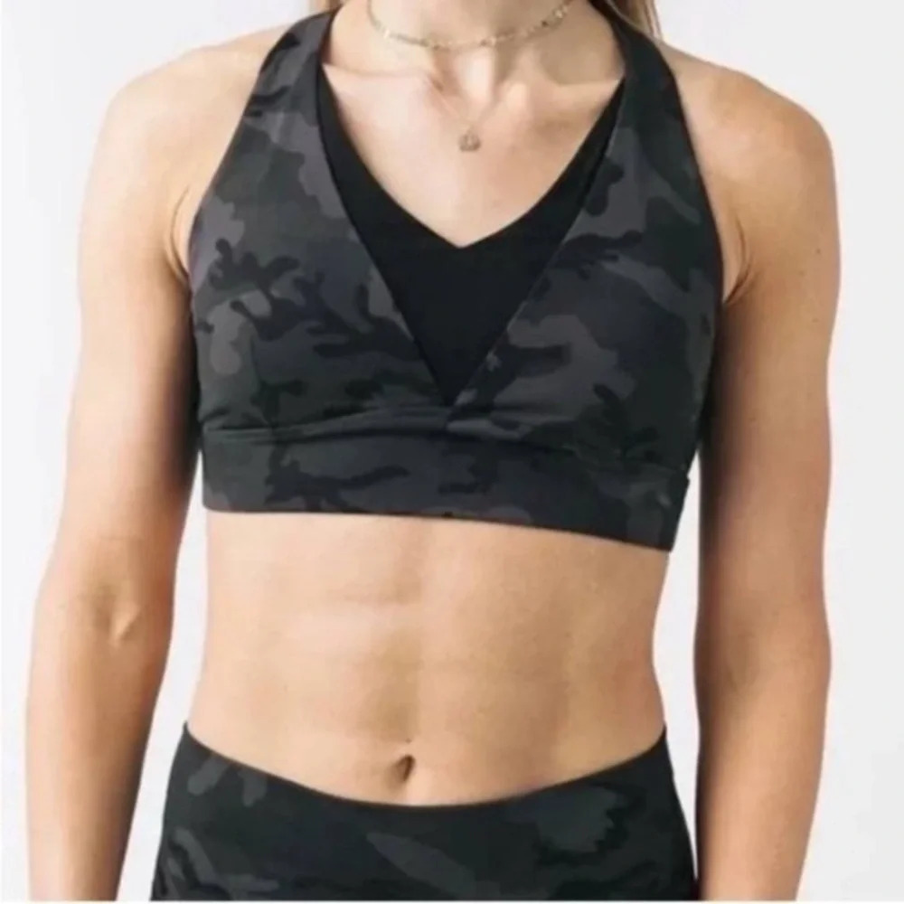 ZYIA Active Black Camo Adjustable Mesh Sport Bra